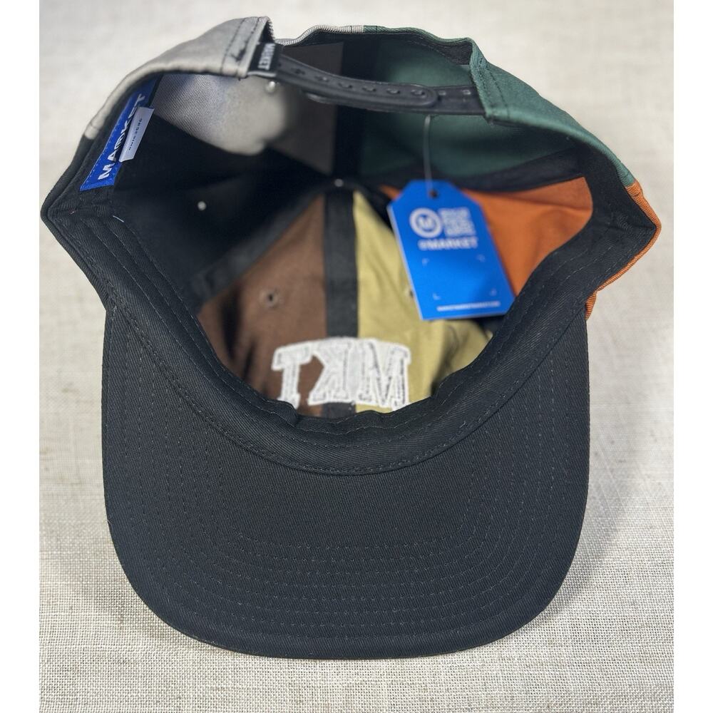 MKT Patchwork Hat Brown Tan Orange Colorblock Adj… - image 2